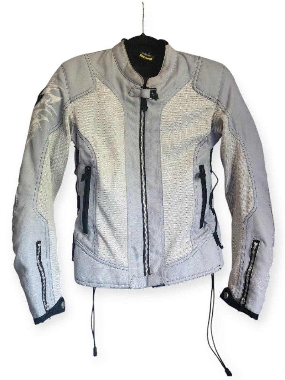 Scorpion EXO "Nip Tuck" Women's Mesh Motorcycle Jacket in the silver/grey colorw